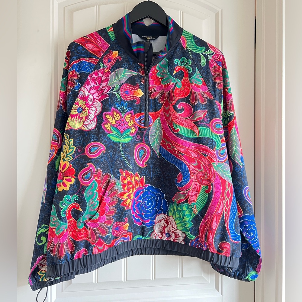 Johnny Was Active Colorful Quarter Zip Pullover Windbreaker Jacket